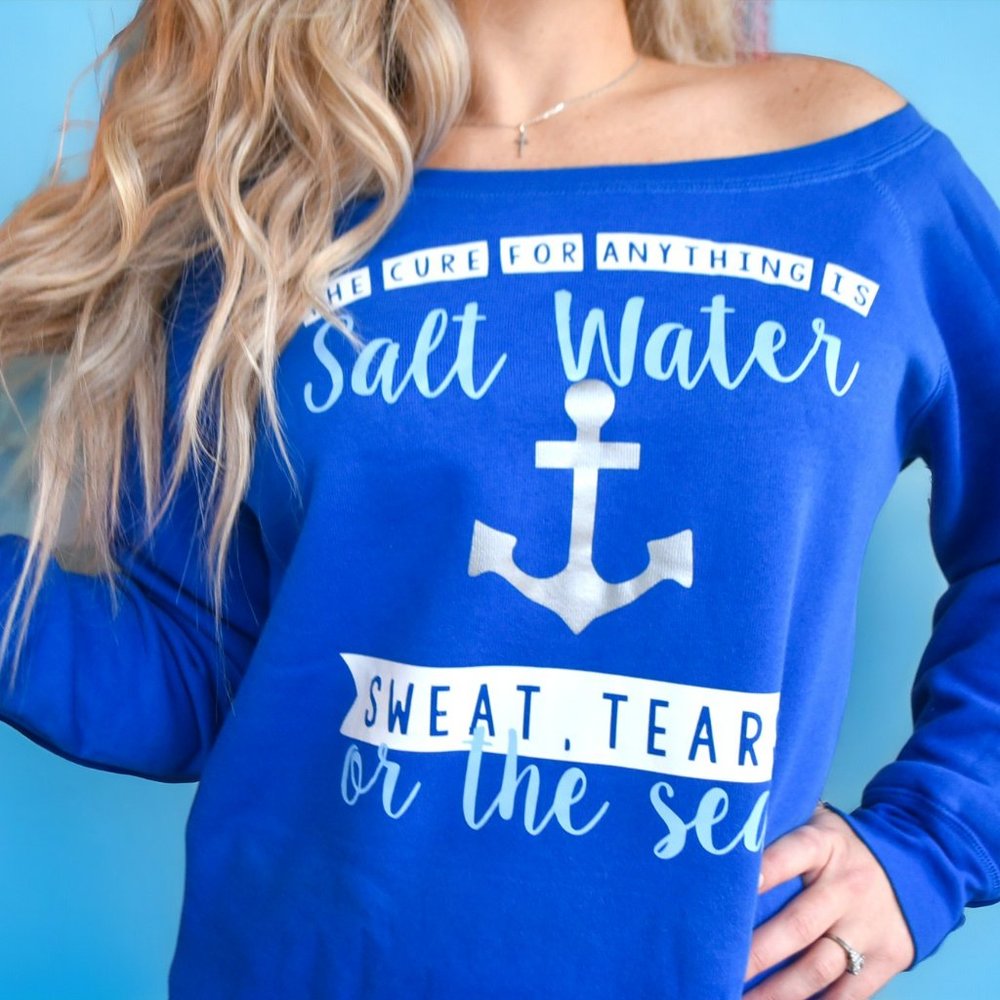 OOAK ⭐ Salt Water Is The Cure Wideneck Sweater